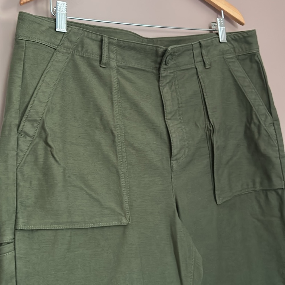 J.Crew Green Wide Leg Cargo Sateen Cotton High Rise Size 14 - Picture 7 of 11